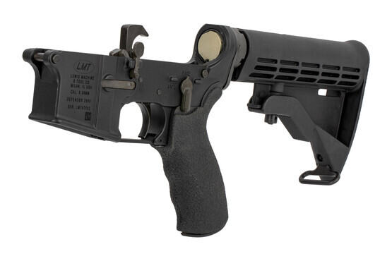 The Lewis Machine and Tool Defender complete AR15 lower receiver assembly comes with an M4 stock